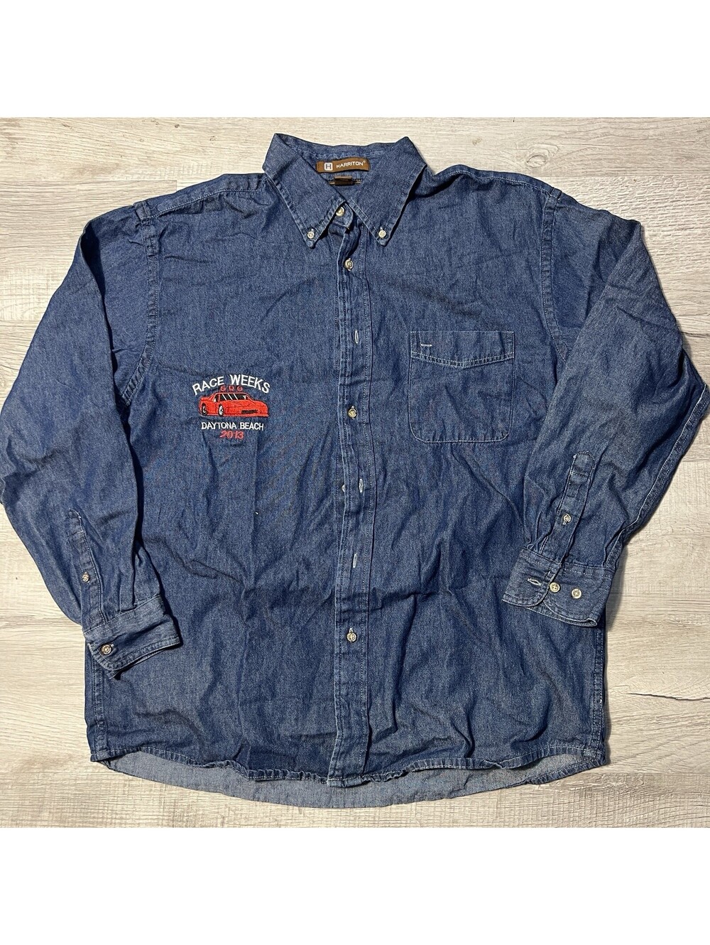 Harriton Men's Large Denim Button Down Shirt